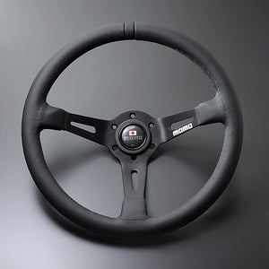 MOMO Full Speed Steering Wheel (350mm) - Black stitch with Black horn button