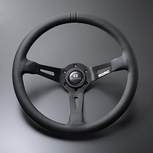 MOMO Full Speed Steering Wheel (350mm) - Black stitch with Black horn button