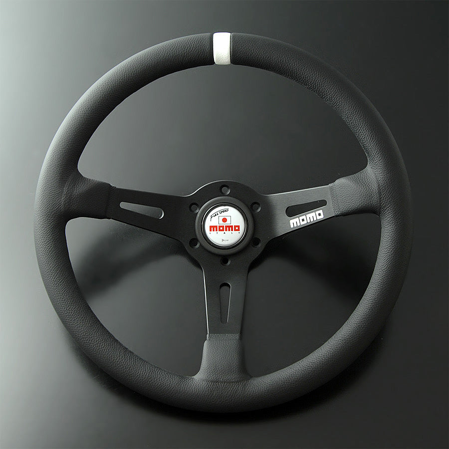 MOMO Full Speed Steering Wheel 350mm - White Stitch with White horn button